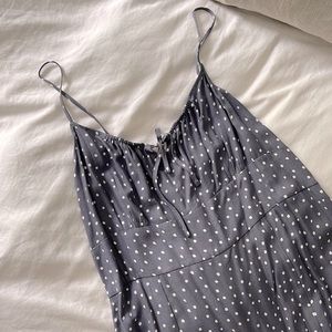 Flattering! Abercrombie Blue and White dot midi dress. Fits like a Large.